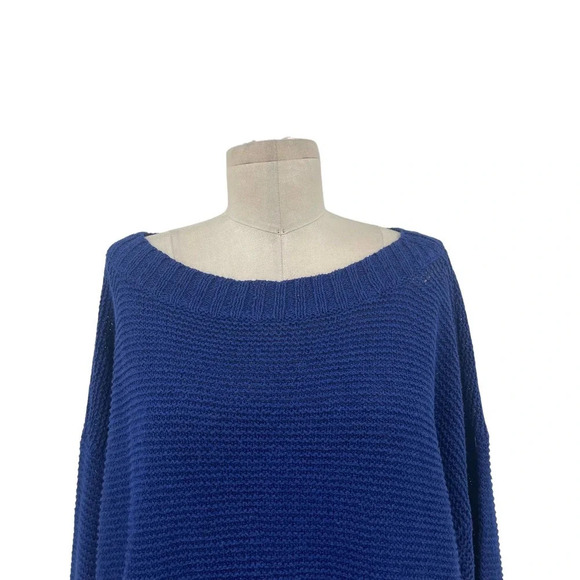 Eileen‎ Fisher Ribbed Knit Linen Blend Sweater Blue Size Medium - Picture 2 of 9
